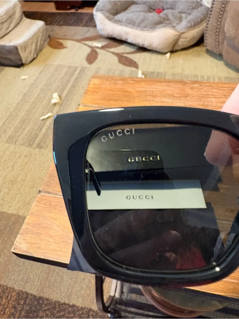 Gucci Men’s Black Frame Sunglasses with Brown Lenses